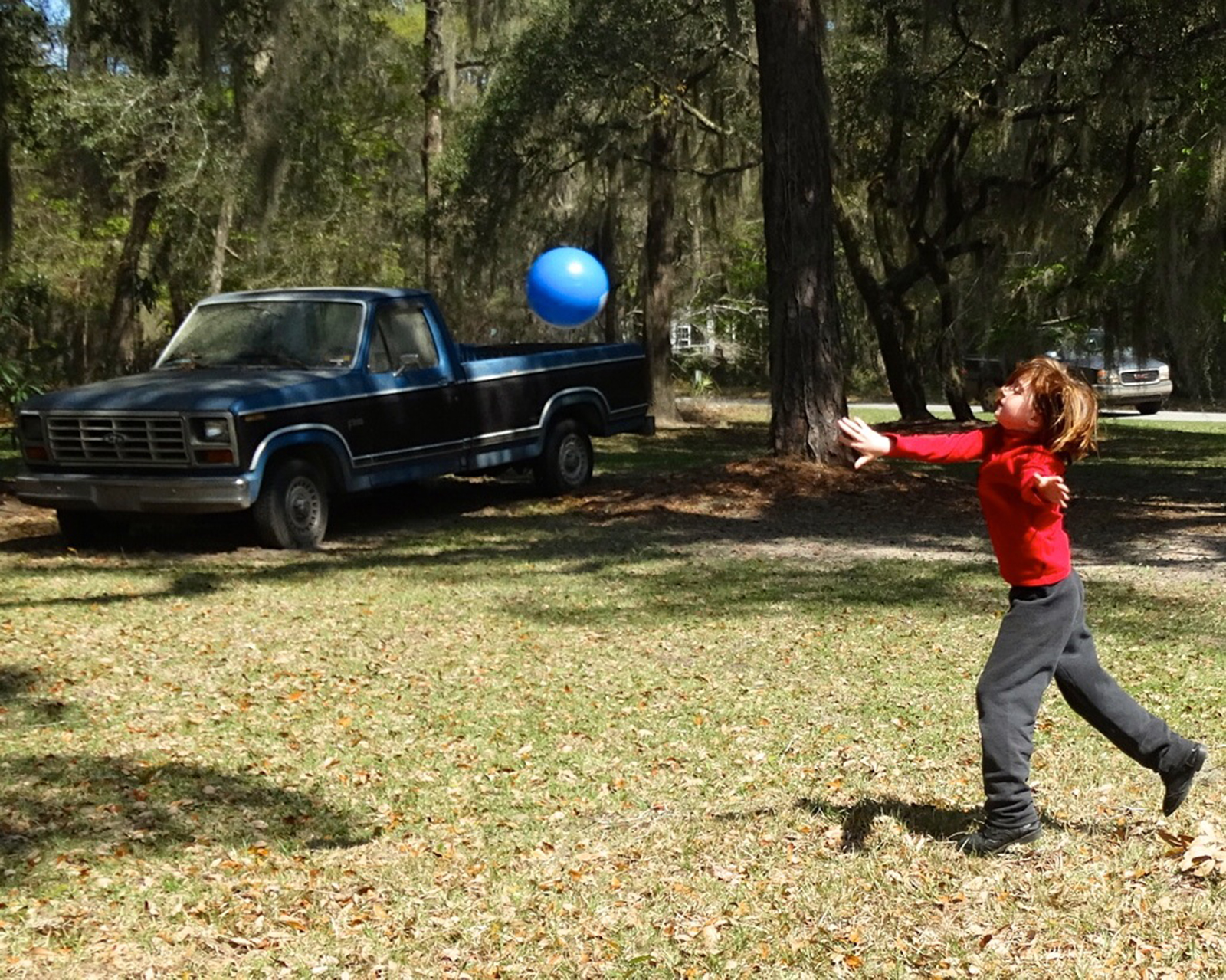 I took this photo of a Daufuskie child playing ball at a friend's birthday party on March 28th. Birthday parties are always great on Daufuskie! Lacking entertainment facilities, our kids make their own fun. I'm a beginner photographer and enjoy shooting typical Daufuskie scenes.
